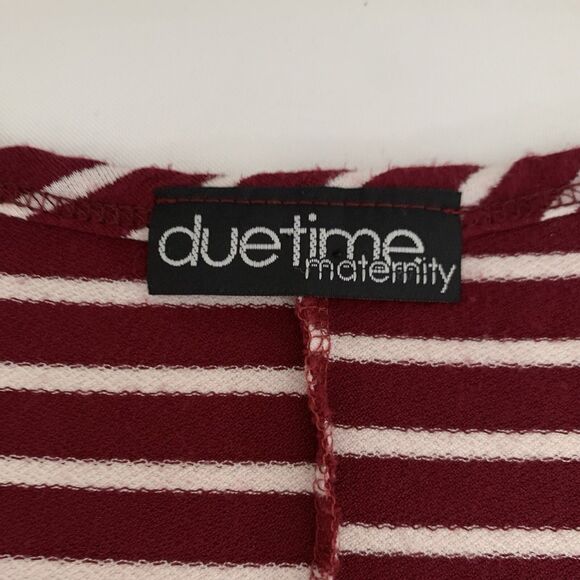 Due Time Maternity T-Shirt Dress Women S Red White Stripe Casual Preppy Nautical - Picture 3 of 7